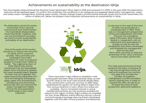 Achievements on sustainability