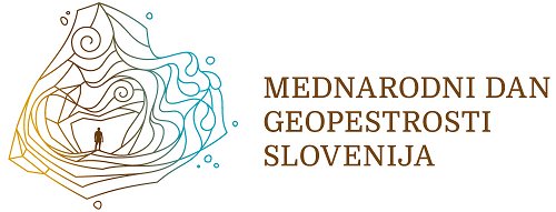 Logotip Mednarodnega dneva geopestrosti z mrežastim abstraktnim prikazom geoloških plasti in napisom.
