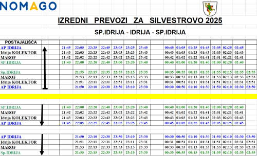 Vozni red brezplačni avtobus silvestrovanje